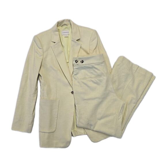 Club Monaco Yellow Textured Blazer & Matching Bootcut Crop Trousers Suit Set 6 - Picture 3 of 14